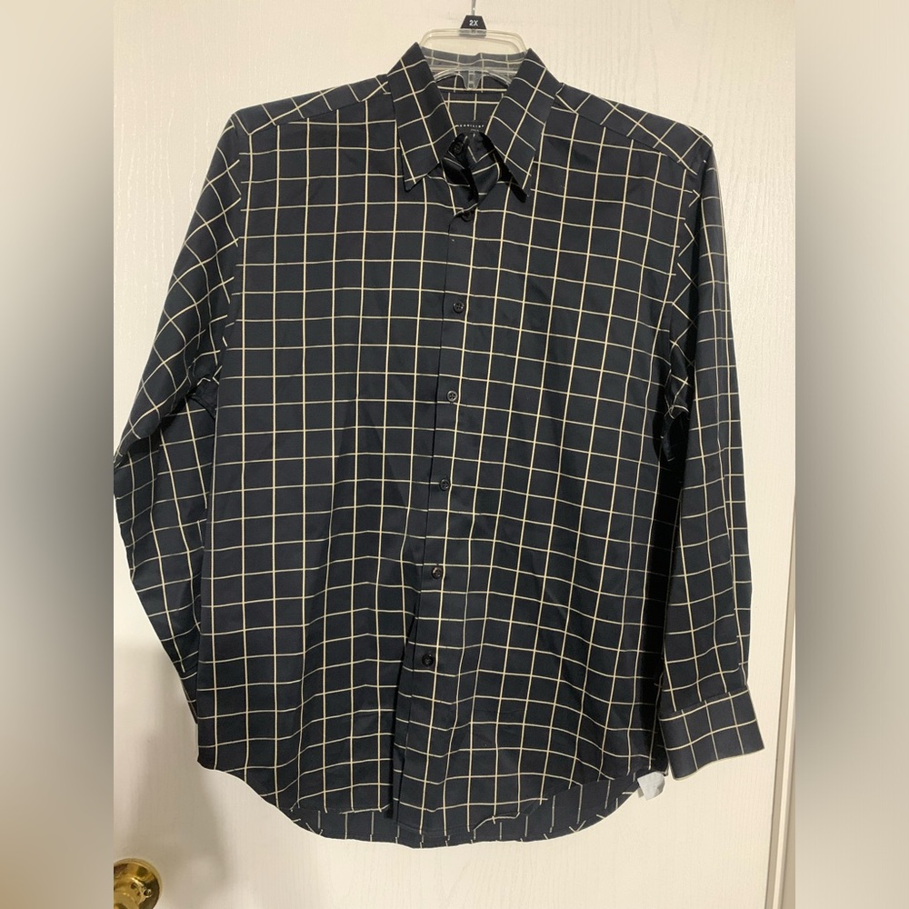 Equilibrio Italia Men's Black Checkered Button Down Shirt